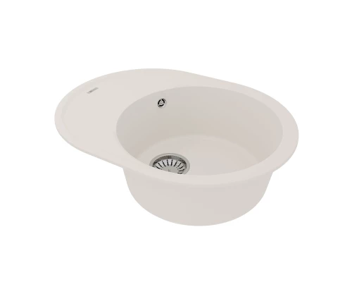 Кухонная мойка Lemark LACHA 620 врезная овальная с крылом из кварцгранита, Жасмин 