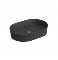 Раковина Ego SL накладная овал, 55x38 см, без отверстия под смеситель, овальная, антрацит матовый, B