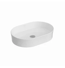 Раковина Ego SL накладная овал, 55x38 см , без отверстия под смеситель, овальная, белый глянец, BERG