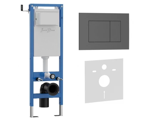 Комплект 2в1 IBERICA BLANCA инсталляция SILENCIO MINI, кнопка смыва ESTI-S серый матовый (IB.001M.856)