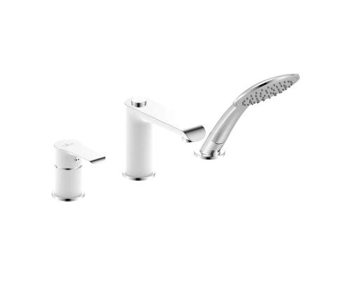 W40 Смеситель для ванны, на борт 3отв. с изливом 140мм(к/40), р/ОД, хром/белый, ROS, W40-39