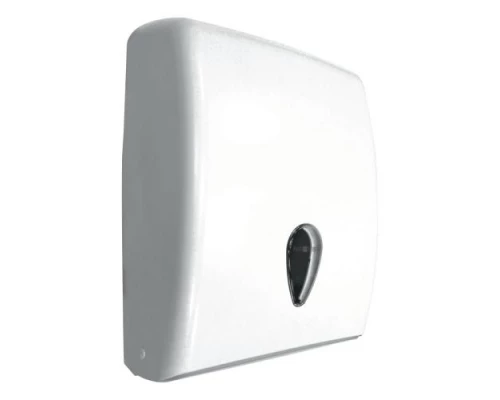 Диспенсер для бумажных полотенец изготовлен из ABS пластика белого цвета