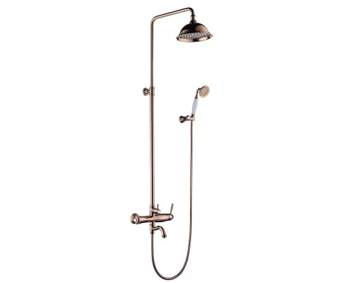 Spark Смеситель для ванны-душа, пов.излив 206мм 'Троп.дождь', р/ОД, роз.золото, LM, LM6762RG