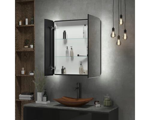 Зеркало-шкаф Eltoro black LED 760х850