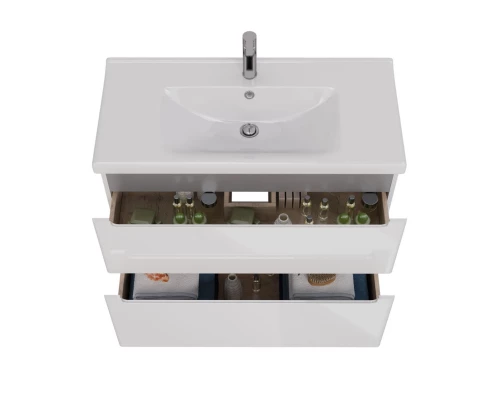 Тумба Lemark BUNO 100 см под 1 раковину, подвесная/напольная, 2 ящика, цвет планки: Серый, цвет корп