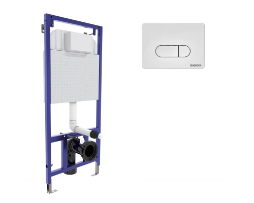 Инсталляция  для скрытого монтажа унитаза NOVUM кнопка D1, белая, BERGES