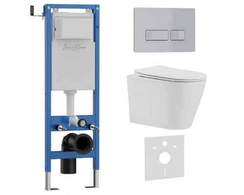 Комплект 3в1 IBERICA BLANCA инсталляция SILENCIO MINI, унитаз BURGOS ALTO белый, кнопка смыва ESTI-R хром матовый (IB.001M.BRA.231.214)