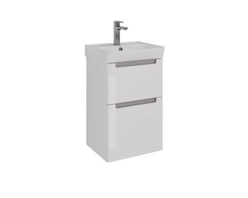 Тумба Lemark BUNO 45 см под 1 раковину, подвесная/напольная, 2 ящика, цвет планки: Серый, цвет корпу