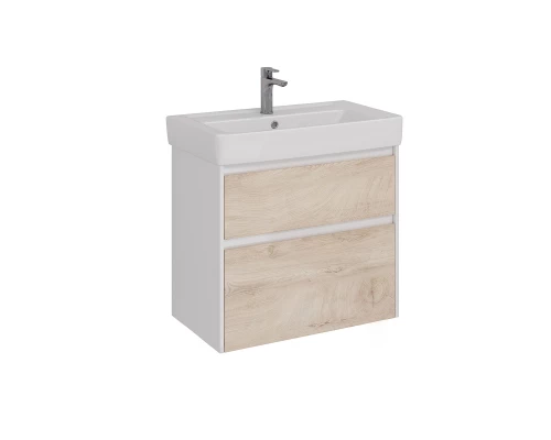 Тумба Lemark COMBI 80 см под 1 раковину, подвесная/напольная, 2 ящика, цвет фасада: Дуб кантри, цвет