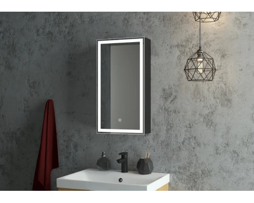 Зеркало-шкаф Mirror Box black Led 350х650 левый