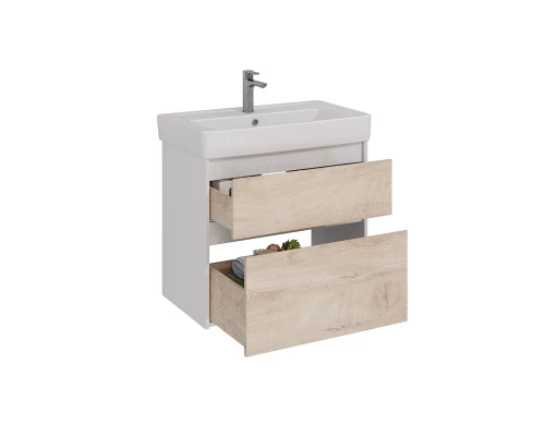 Тумба Lemark COMBI 80 см под 1 раковину, подвесная/напольная, 2 ящика, цвет фасада: Дуб кантри, цвет