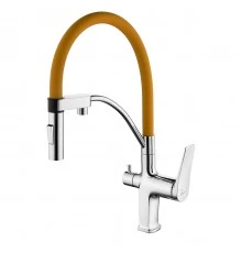 Comfort Смеситель для кухни, гиб.излив 206мм фильтр.воды, р/ОД, хром/оранжевый, LM, LM3074C-Orange