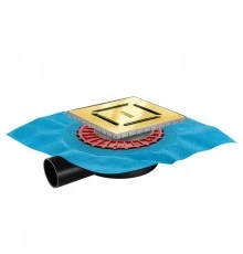 Трап водосток ZENTRUM Norma 150х150, золото глянец, выпуск D50 H65 боковой, BERGES