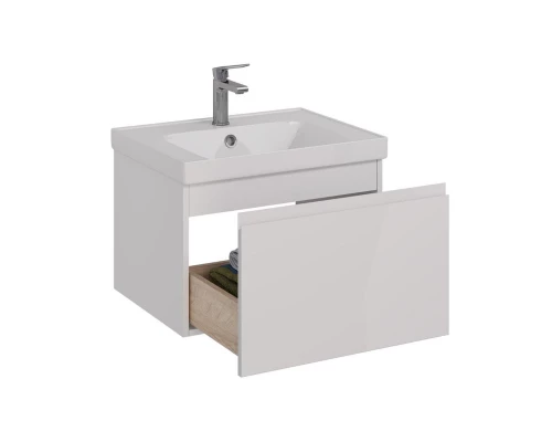 Тумба Lemark VEON MINI 60 см под 1 раковину, подвесная,1 ящик, цвет корпуса, фасада: Белый глянец