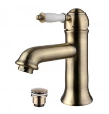 Villa Смеситель для раковины, монолит.излив 118мм дон.клап.Click/Clack, р/ОД, бронза, LM, LM4806B