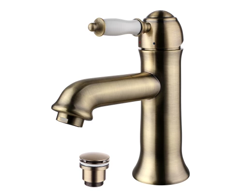 Villa Смеситель для раковины, монолит.излив 118мм дон.клап.Click/Clack, р/ОД, бронза, LM, LM4806B