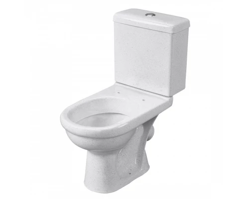 Унитаз-компакт "Визит" косой выпуск, с 1-реж. кнопочной арм.  и сид. п/п "Уклад,крап на белом. SANTE