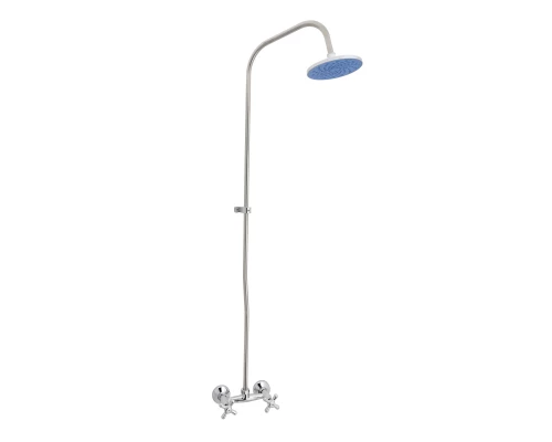 ПРОРАБ Смеситель для душа со стационарной пластиковой душевой сеткой, двуручный, СЛ-ДВ-О32, Славен