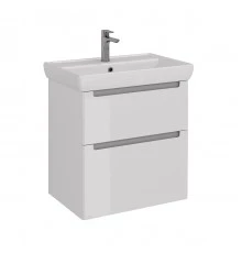 Тумба Lemark BUNO 70 см под 1 раковину, подвесная/напольная, 2 ящика, цвет планки: Серый, цвет корпу