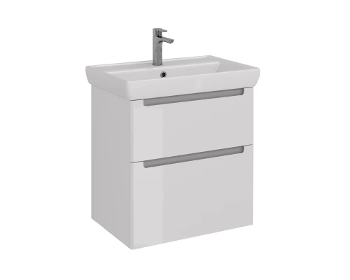 Тумба Lemark BUNO 70 см под 1 раковину, подвесная/напольная, 2 ящика, цвет планки: Серый, цвет корпу