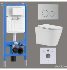 Комплект 3в1 IBERICA BLANCA инсталляция SILENCIO, унитаз BURGOS ALTO белый, кнопка смыва INOX-O хром матовый (IB001.BRA.231.8132)