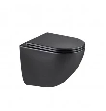 GLAZER BLACK MATT Унитаз подвесной безободковый с сиденьем микролифт,черный, LM, 9612004