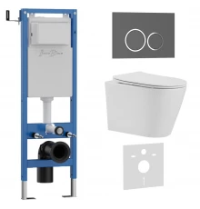 Комплект 3в1 IBERICA BLANCA инсталляция SILENCIO MINI, унитаз BURGOS ALTO белый, кнопка смыва ESTI-O серый матовый (IB.001M.BRA.231.827)