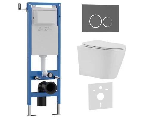 Комплект 3в1 IBERICA BLANCA инсталляция SILENCIO MINI, унитаз BURGOS ALTO белый, кнопка смыва ESTI-O серый матовый (IB.001M.BRA.231.827)