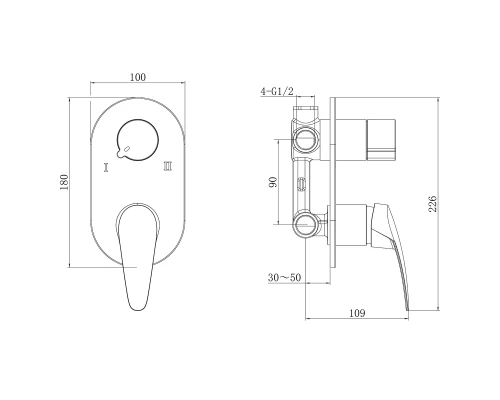 Смеситель Lemark Linara LM0427C для ванны и душа, встраиваемый