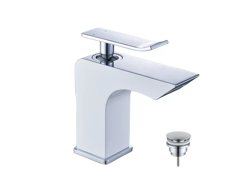Contest Смеситель для раковины, монолит.излив102мм дон.клап.Click/Cl, р/ОД, хром/белый, LM, LM5806CW