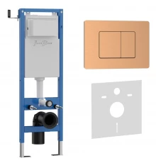 Комплект 2в1 IBERICA BLANCA инсталляция SILENCIO MINI, кнопка смыва INOX-C розовое золото матовое (IB.001M.1172)