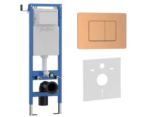 Комплект 2в1 IBERICA BLANCA инсталляция SILENCIO MINI, кнопка смыва INOX-C розовое золото матовое (IB.001M.1172)