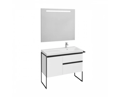 DOMI Тумба под раковину Gap Plus 100, 2 ящ., 1 дв., белый глянец, правая, ROCA