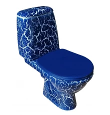 ПРЕМЬЕР Унитаз-компакт горизонт. вып. с арматурой, сиденьем, креплением, синий кракелюр ROSA