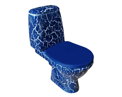 ПРЕМЬЕР Унитаз-компакт горизонт. вып. с арматурой, сиденьем, креплением, синий кракелюр ROSA