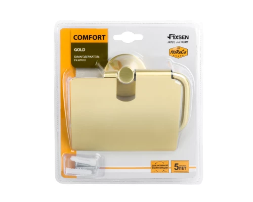 Бумагодержатель с крышкой золото-сатин FIXSEN Comfort Gold FX-87010)