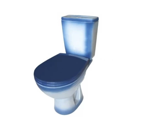 СОЛО Унитаз-компакт горизонт. вып., 2-х режим. арм. "Уклад", сид. полипр. "Уклад", синий, ROSA