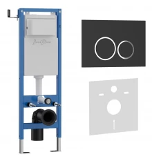 Комплект 2в1 IBERICA BLANCA инсталляция SILENCIO MINI, кнопка смыва ESTI-O черный матовый (IB.001M.822)
