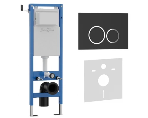 Комплект 2в1 IBERICA BLANCA инсталляция SILENCIO MINI, кнопка смыва ESTI-O черный матовый (IB.001M.822)