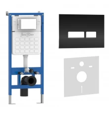 Комплект 2в1 IBERICA BLANCA инсталляция SILENCIO, кнопка смыва CRYSTAL-R черный (IB001.2211)