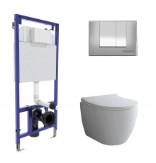 Комплект: инсталляция NOVUM, кнопка S3, унитаз OKUS, сиденье дюропласт Toma Slim SO, BERGES