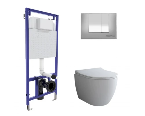 Комплект: инсталляция NOVUM, кнопка S3, унитаз OKUS, сиденье дюропласт Toma Slim SO, BERGES