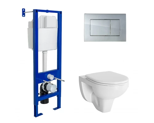 Комплект для монтажа подвесного унитаза GAMMA: инсталляция АТОМ410, кнопка хром, унитаз  с сиденьем