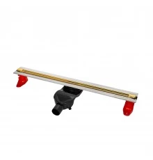 Желоб водосток SUPER Slim 700, золото глянец, S-сифон D50 H60 боковой, BERGES