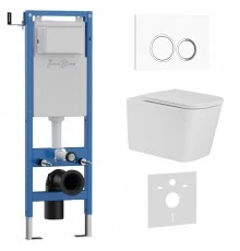 Комплект 3в1 IBERICA BLANCA инсталляция SILENCIO MINI, унитаз TOLEDO ALTO белый, кнопка смыва ESTI-O белый глянцевый (IB.001M.TLA.234.821)