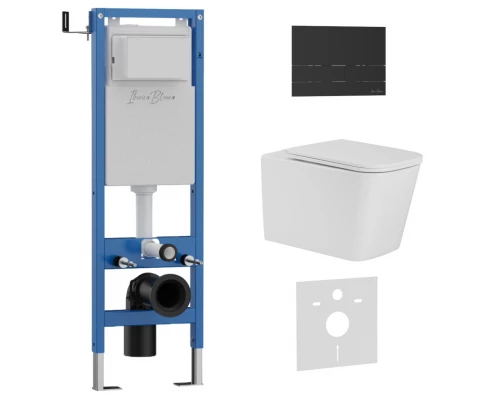 Комплект 3в1 IBERICA BLANCA инсталляция SILENCIO MINI, унитаз TOLEDO ALTO белый, кнопка смыва INOX-S черный матовый (IB.001M.TLA.234.1604)