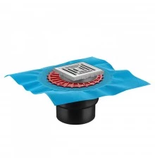 Трап водосток ZENTRUM Uno 100х100, матовый хром, выпуск D50/75/110 H74 вертикальный, BERGES