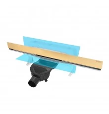 Желоб водосток WALL 600 пристенный, золото глянец, S-сифон D50 H60 боковой, BERGES