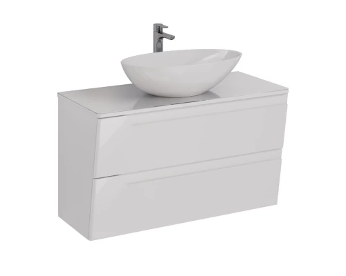 Тумба Lemark MIANO, 100 см под 1 раковину, подвесная, 2 ящика, цвет корпуса, фасада: Белый глянец