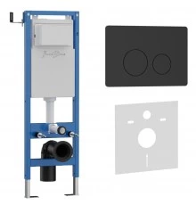 Комплект 2в1 IBERICA BLANCA инсталляция SILENCIO MINI, кнопка смыва INOX-O черный матовый (IB.001M.812)